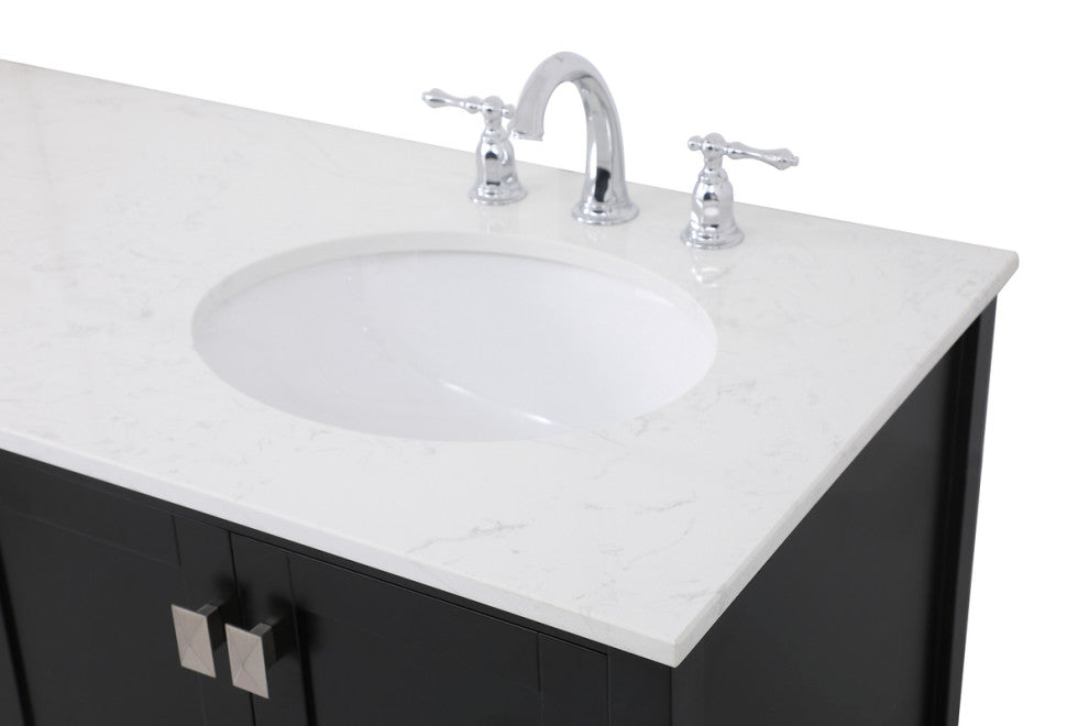 Black 60" Double Sink Bathroom Vanity