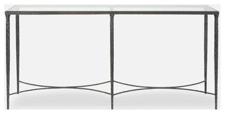 Uttermost 25292 Washington 63"W Iron and Tempered Glass Table - Rustic Black /