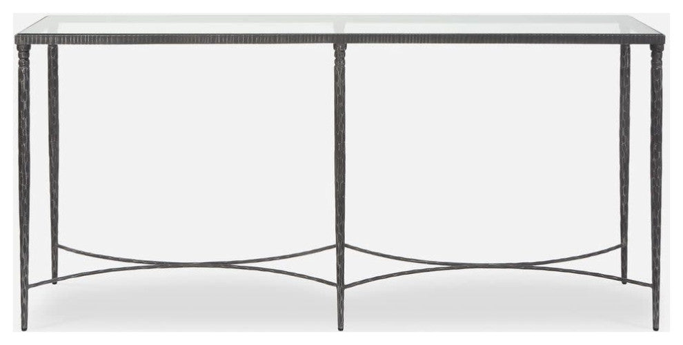 Uttermost 25292 Washington 63"W Iron and Tempered Glass Table - Rustic Black /