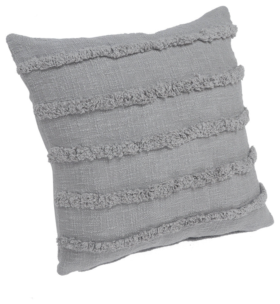 Overtufted Solid Throw Pillow, Gray