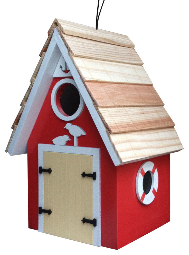 Dockside Cabin Birdhouse, Red