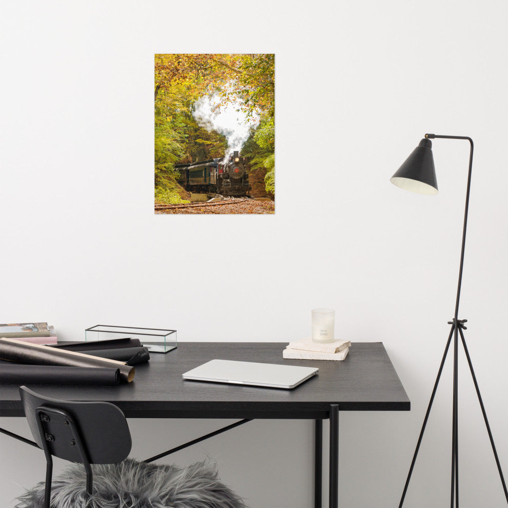 Wall Art Print Steam Train with Autumn Foliage Landscape Photo Unframed, 18" X 24"