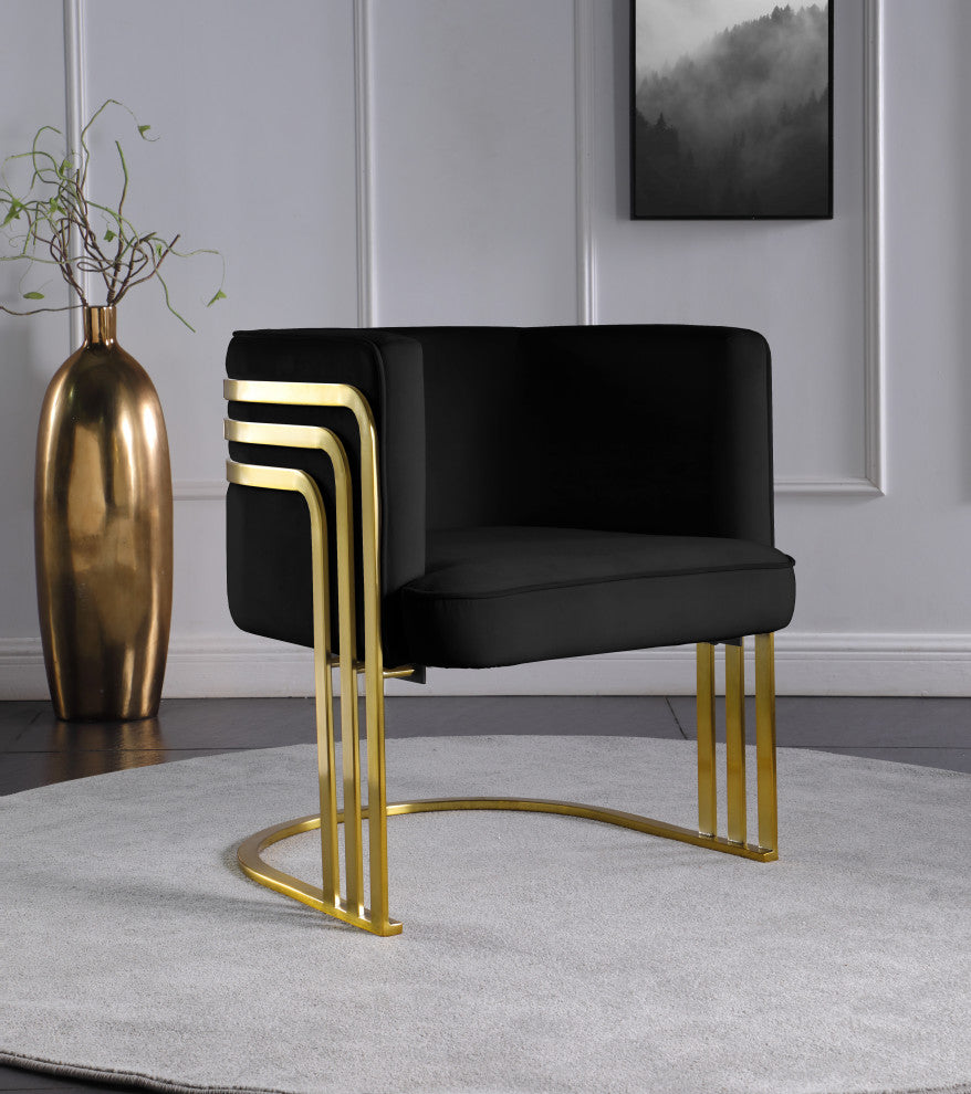 Rays Velvet Upholstered Accent Chair, Black