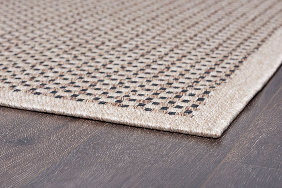 Dickens Contemporary Basektweave Cream/Brown Indoor/Outdoor Scatter Mat 2'x3'