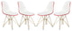 Cresco Eiffel Base Molded Dining Chair, Gold Base, Set of 4, White Red