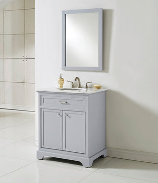 Amber Single Bathroom Vanity, Blue, Light Grey, 30"