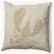 20x20" Lobster Nautical Decorative Indoor Pillow, Taupe