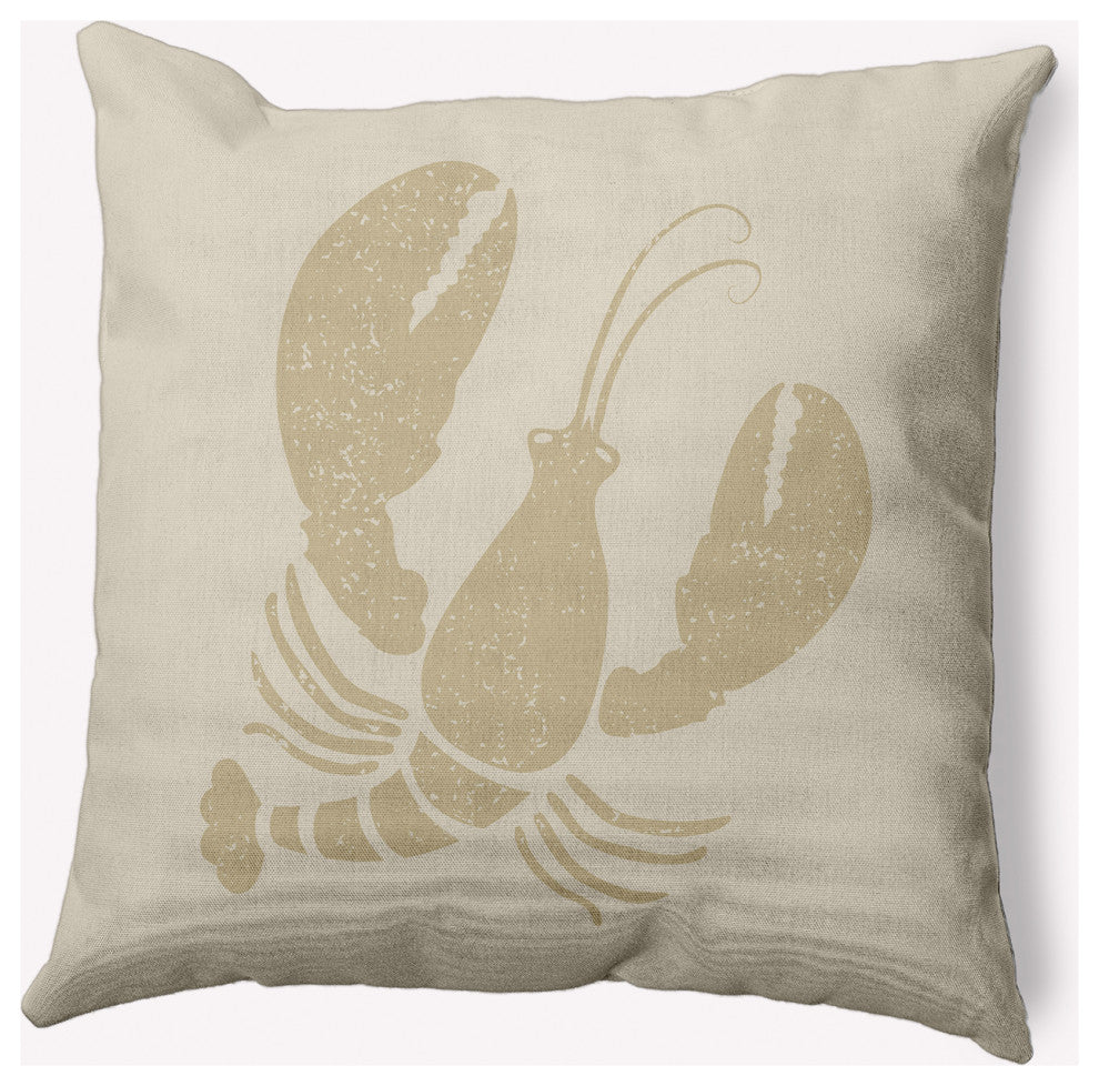 20x20" Lobster Nautical Decorative Indoor Pillow, Taupe