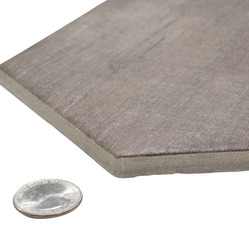 Retro Mini Hex Terra Porcelain Floor and Wall Tile