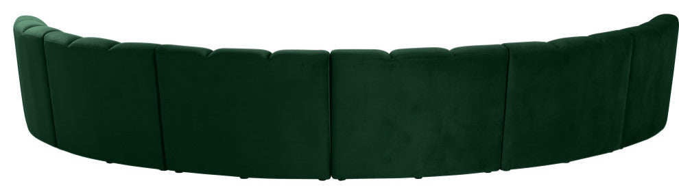 Infinity Channel Tufted Velvet Modular Chair, Green, 6 Piece