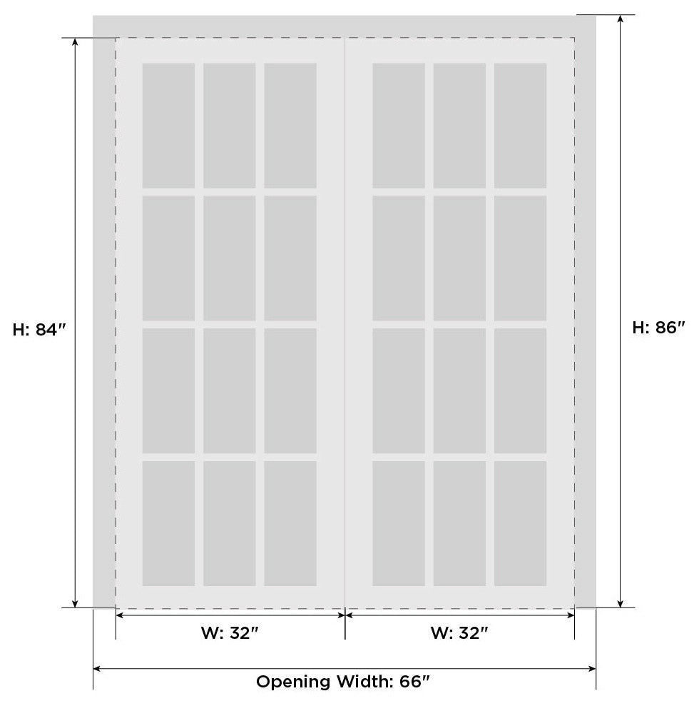 Interior Solid French Double Doors 64x84"