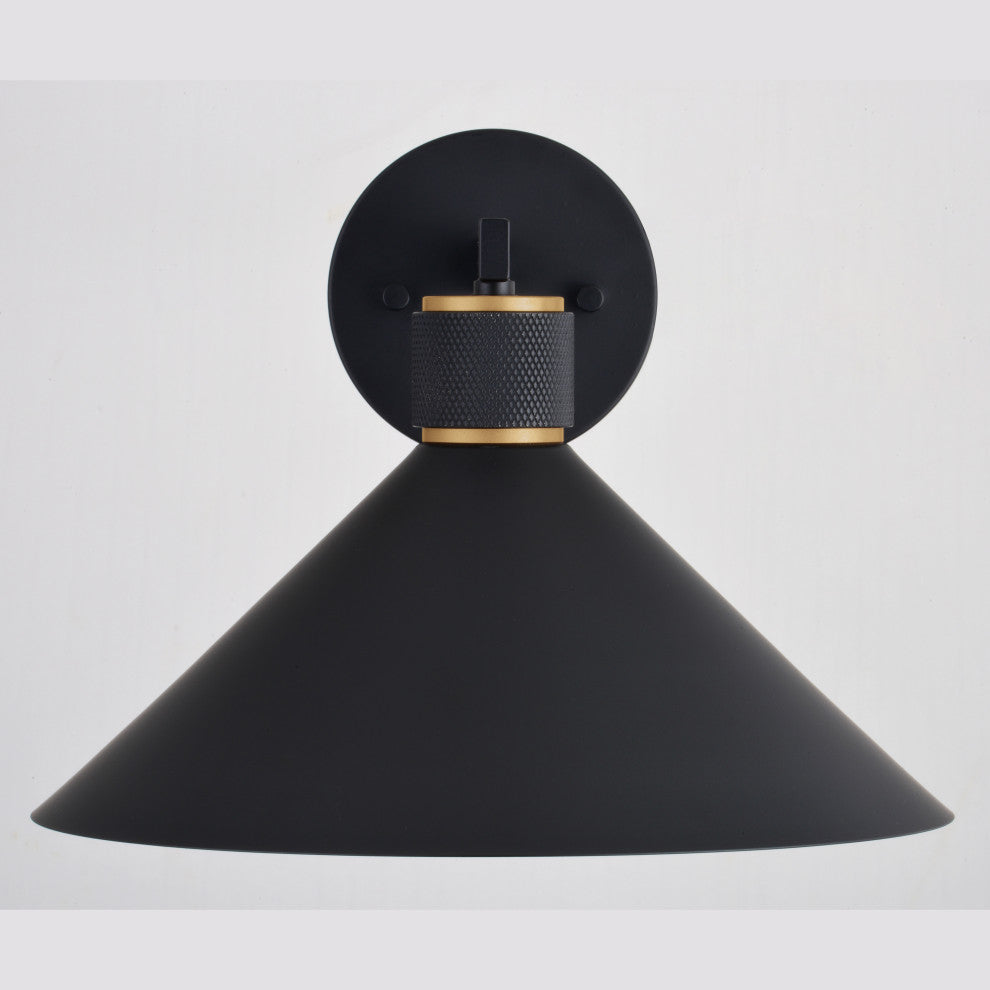 Dunbar 12" Outdoor Wall Light Matte Black and Gold