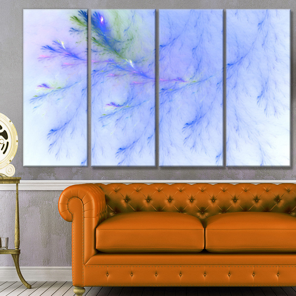 Light Blue Veins of Marble, Abstract Wall Art Canvas, 48"x28", 4 Panels