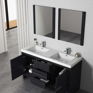 Milan 60"Vanity Base Only Silver Grey