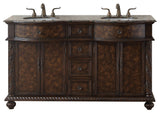 60" Amelia Double Sink Vanity, Baltic Brown Granite Top