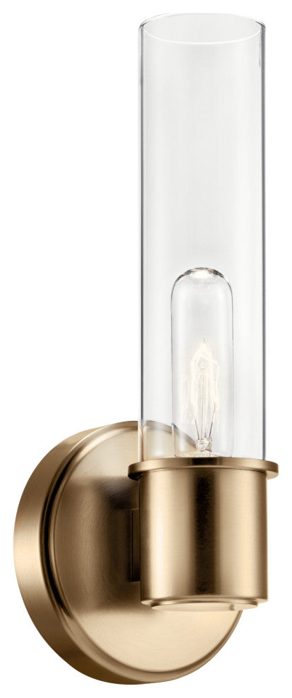 Aviv 13" 1 Light Wall Sconce With Clear Glass, Champagne Bronze