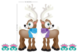 Frozen Inspired Reindeer Fabric Walll Decals With 4 Flowers