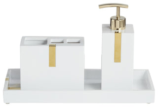 Houston Street White/Brass 3 Piece Bathroom Accessory Set