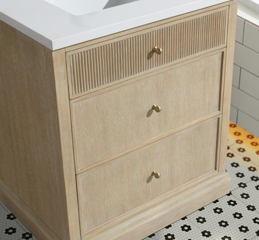 Redondo Bathroom Vanity, Ash Oak, 30", Single Sink, Freestanding