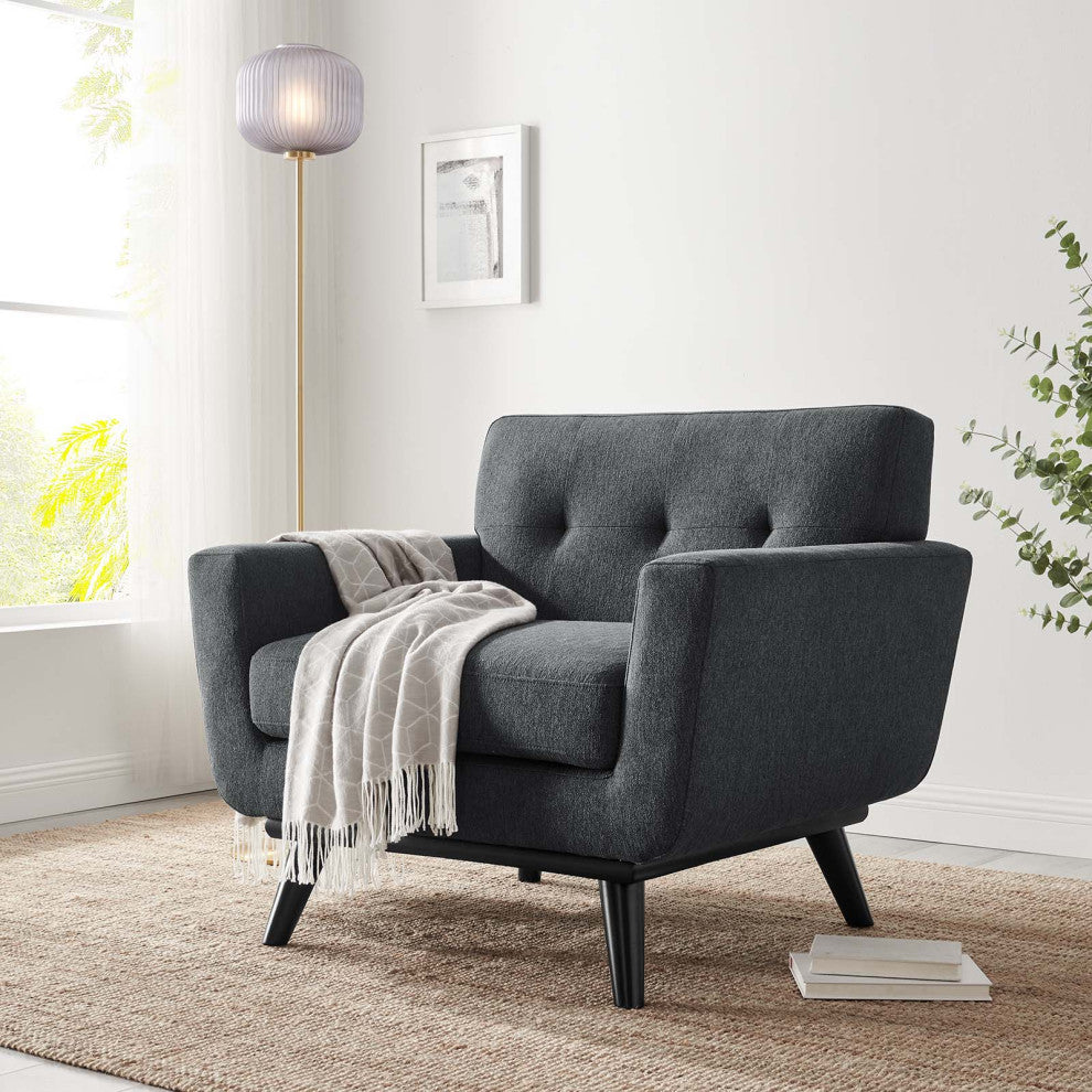 Engage Herringbone Fabric Armchair, Charcoal