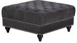 Sabrina Velvet Upholstered Ottoman, Gray