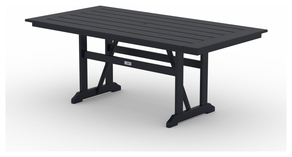 LuXeo Tuscany HDPE Swivel Dining Set, Black, 7-Piece