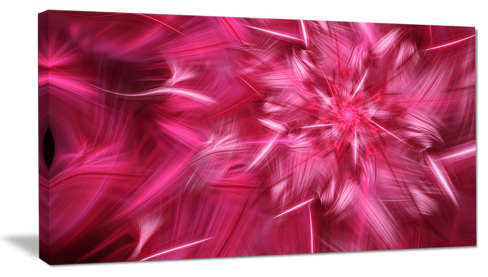 Rotating Fractal Pink Fireworks, Large Floral Canvas Art Print, 60"x28"