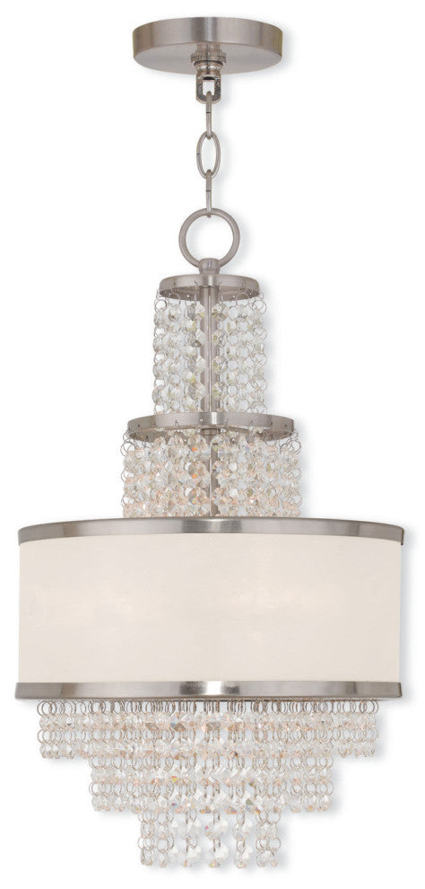 Livex 50783-91 3-Light Brushed Nickel Mini Chandelier, Brushed Nickel