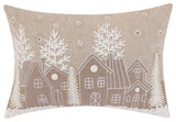 Snowy Christmas Village Embroidered Pillow