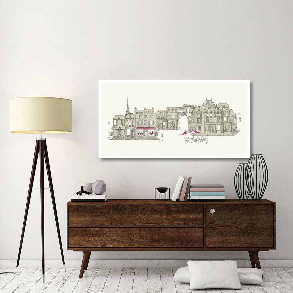 "World Cafe V Paris II Pink" Digital Paper Print by Avery Tillmon, 62"x32"