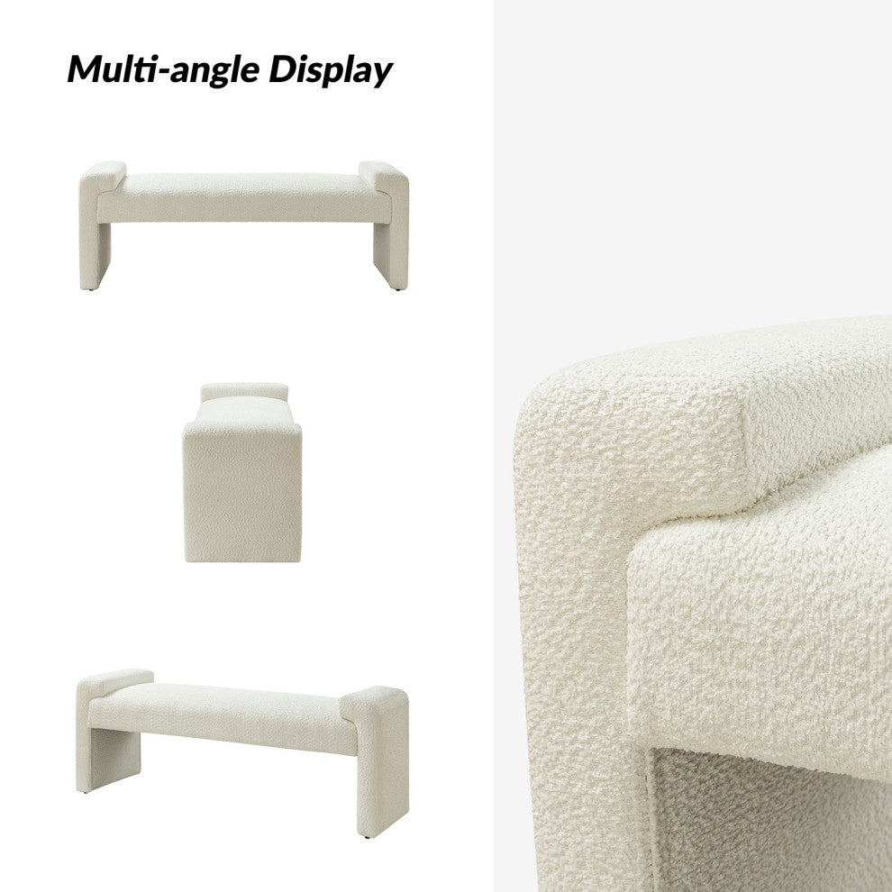 Severin Upholstered Bench, Ivory