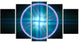 Blue Sphere of Cosmic Mind, Contemporary Canvas Art Print, 60"x32", 5 Panels