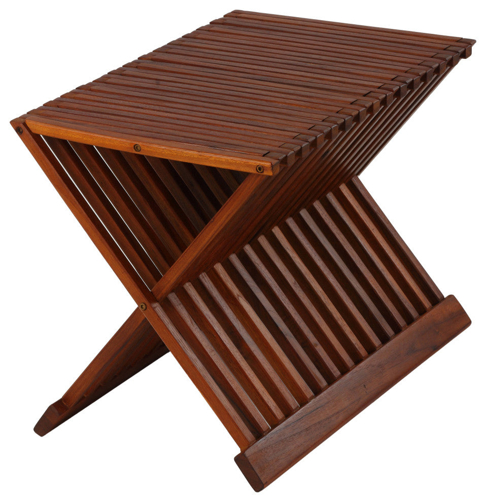 Felipa Folding Teak Accent Stool, 23"