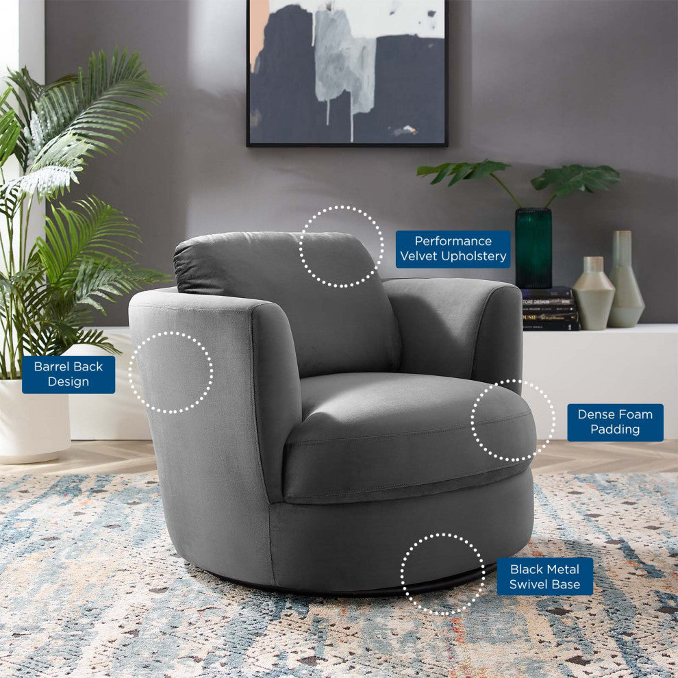 Armchair Accent Chair, Velvet, Gray, Modern, Living Lounge Hospitality