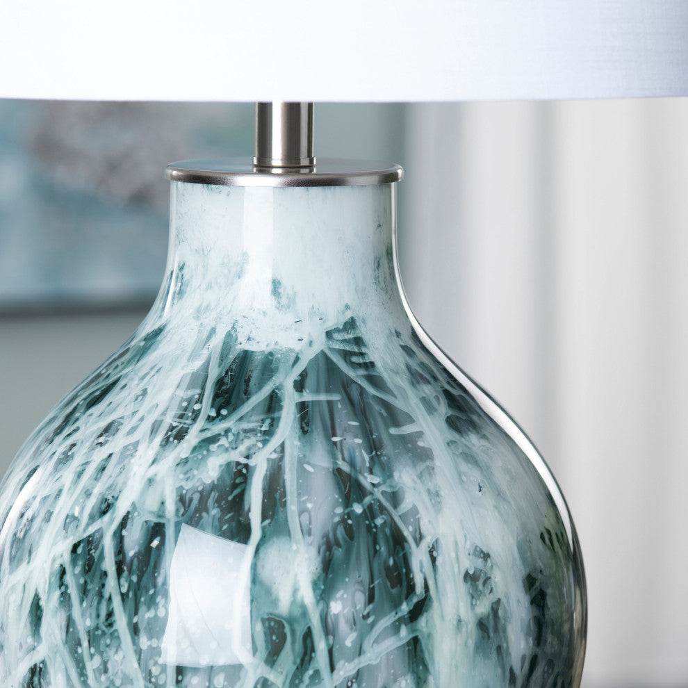 Gwin 27" Glass Table Lamp With Linen Shade