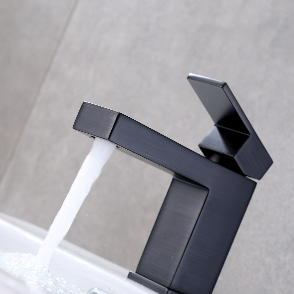 Luxier BSH05-S Single-Handle Bathroom Faucet with Drain, Oil Rubbed Bronze