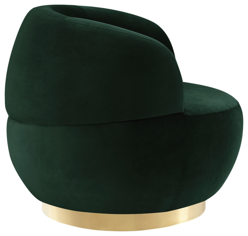 Inspired Home Shaniyah Accent Chair, Swivel, Hunter Green/Gold Velvet