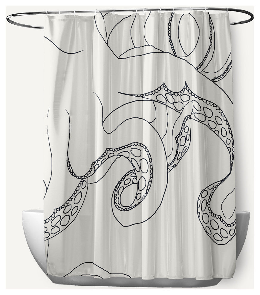 Gus White 70" w x 73" h Shower Curtain