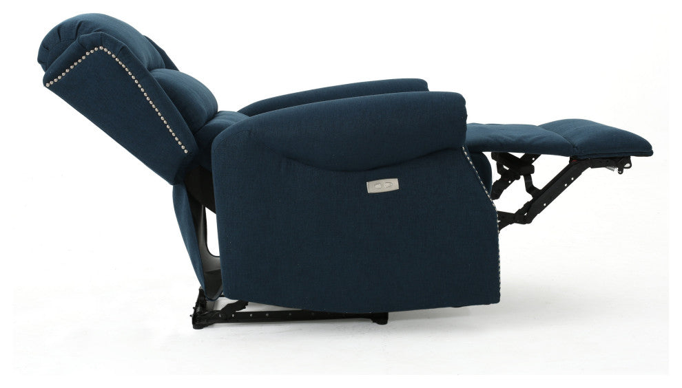 GDF Studio Desiree Tufted Fabric Power Recliner, Navy Blue