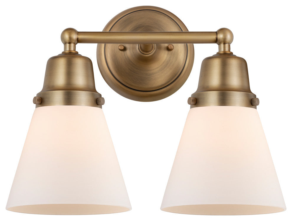 Innovations 623-2W-BB-G61 Cone 2 Light 15" Bath Vanity Light, Brushed Brass