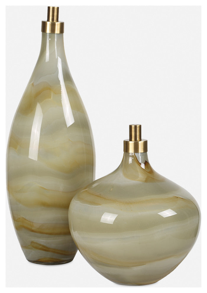 Uttermost Cascade Glass Bottles Set of 2