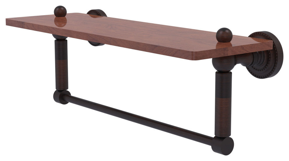 Dottingham 16" Solid Wood Shelf with Towel Bar, Venetian Bronze
