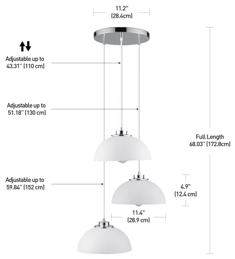 Globe Electric 61094 Tribeca 3 Light 16"W Multi Light Pendant - Chrome
