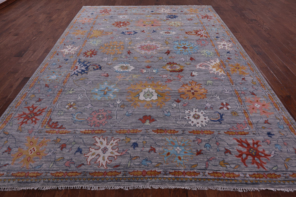 9' 3" X 12' 2" Hand Knotted Turkish Oushak Wool Rug - Q13391