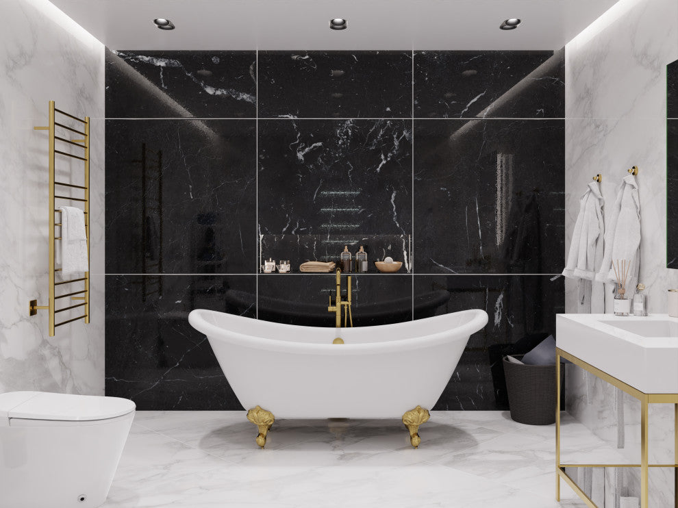 Falco 5.8' Acrylic Clawfoot Bathtub, Brushed Gold