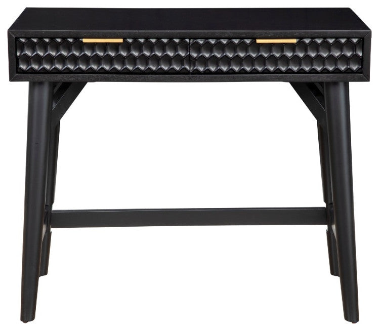 Writing Desk with 2 Drawers and Wooden Frame, Black