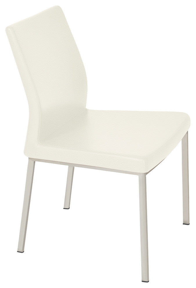 Pasha Chrome High Back Chair, Chrome Base, White Ppm