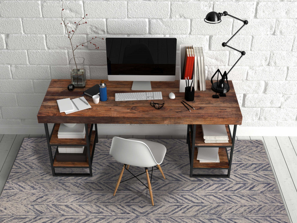 HomeRoots 8'x10' Blue Heather Hand Tufted Herringbone Indoor Area Rug