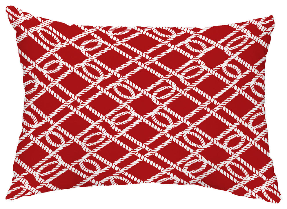 Know the Ropes 14"x20" Decorative Nautical Outdoor Pillow, Red