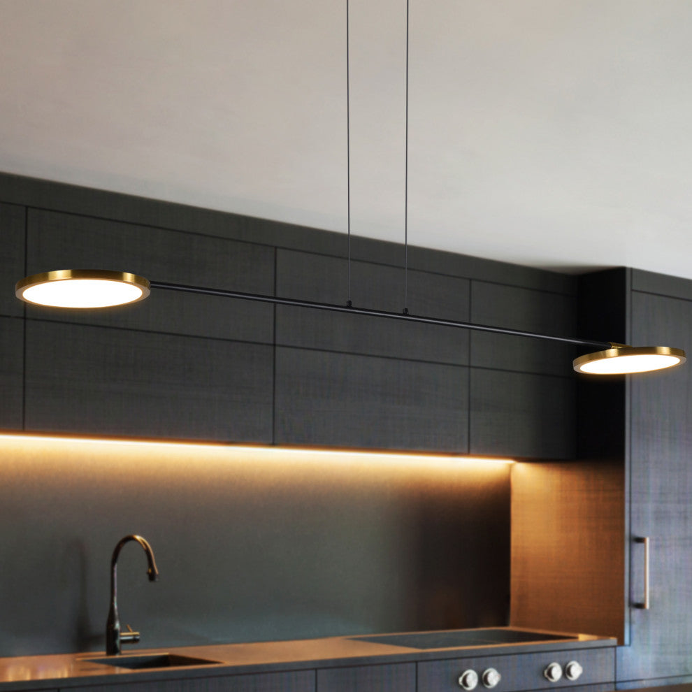 Torino 39" ETL Certified Integrated LED Pendant, Antique Brass
